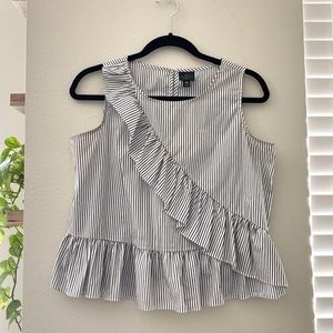Pinstriped ruffle top